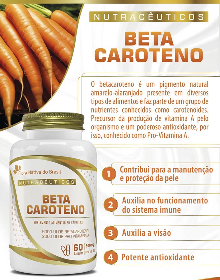 Beta Caroteno (Pro-Vitamina A 2000UI) 60 Capsulas - Flora Nativa
